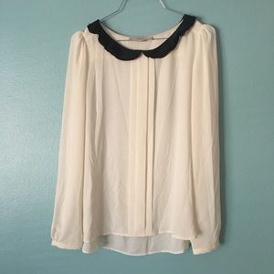 Ann Taylor Loft Long sleeve Top | Ivory White